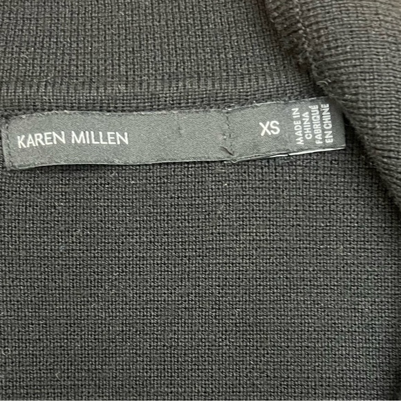 Karen Millen Open Front Button Shoulder Wool Blend Cardigan Black Sweater Sz XS - Picture 5 of 11